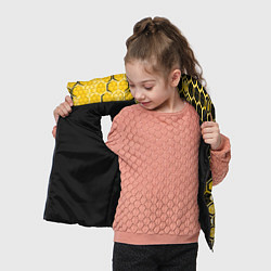 Детский жилет Киберпанк соты шестиугольники жёлтый и чёрный с па, цвет: 3D-черный — фото 2