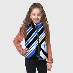 Детский жилет Чёрно-синие полосы на белом фоне, цвет: 3D-черный — фото 2