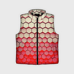 Детский жилет Гексагональные блоки с красной подсветкой, цвет: 3D-черный