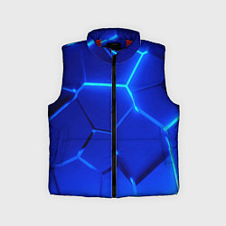 Детский жилет Яркие синие неоновые плиты в разломе, цвет: 3D-красный