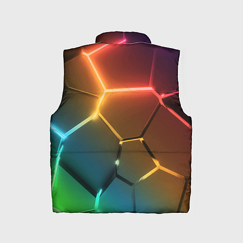 Детский жилет Радужные неоновые плиты в разломе / 3D-Черный – фото 2