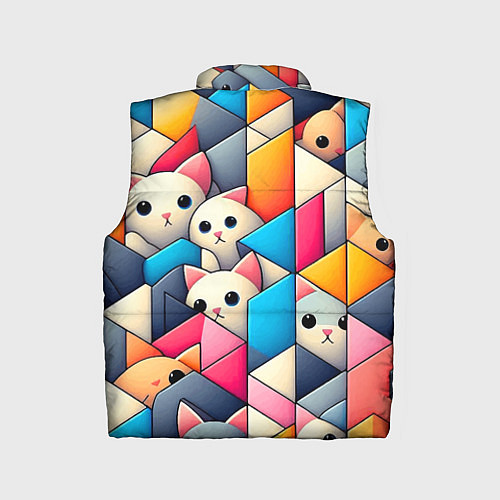 Детский жилет Geometric pattern with kittens - ai art / 3D-Красный – фото 2