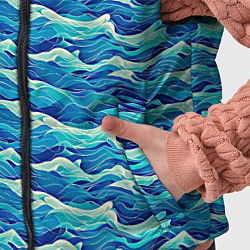 Детский жилет Абстрактный волнистый узор в синих тонах, цвет: 3D-светло-серый — фото 2