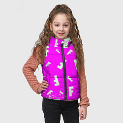 Детский жилет Fortnite pattern pink, цвет: 3D-светло-серый — фото 2