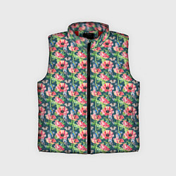 Детский жилет Маки и синицы паттерн, цвет: 3D-красный