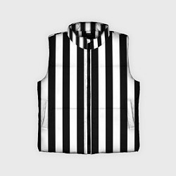 Детский жилет Вертикальные черно белые полосы, цвет: 3D-черный