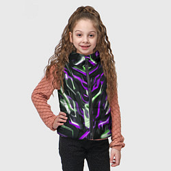 Детский жилет Фиолетово-белые абстрактные линии на чёрном фоне, цвет: 3D-черный — фото 2