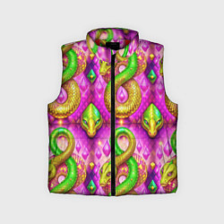 Детский жилет Желто-зеленые змеи паттерн, цвет: 3D-красный