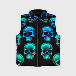 Детский жилет Neon skulls - ai art pattern