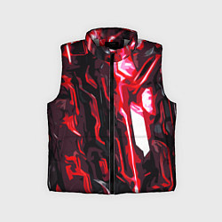 Детский жилет Красно-чёрная киберпанк абстракция, цвет: 3D-светло-серый