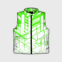 Детский жилет Агрессивные зелёные полосы на белом фоне