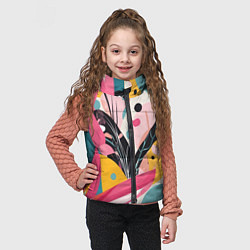 Детский жилет Листья цветы абстракция, цвет: 3D-черный — фото 2