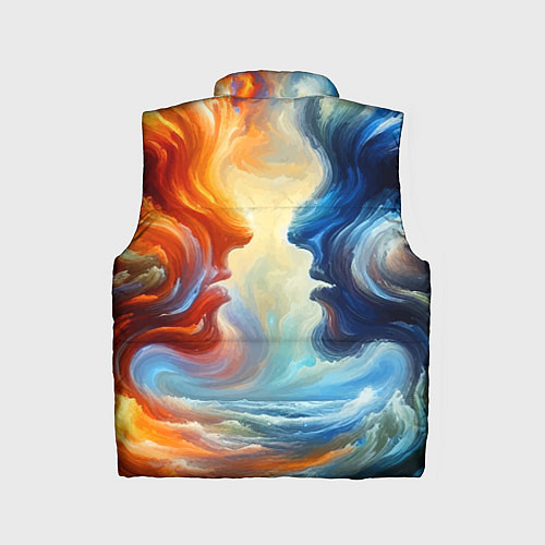Детский жилет Профили парня и девушки - две стихии / 3D-Черный – фото 2