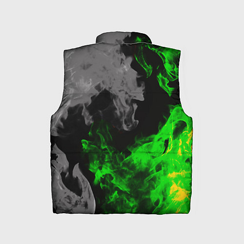 Детский жилет Зелёный и чёрный огонь / 3D-Черный – фото 2