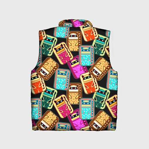 Детский жилет Разноцветные котики паттерн / 3D-Черный – фото 2