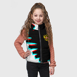 Детский жилет Герб текстура глитч, цвет: 3D-светло-серый — фото 2
