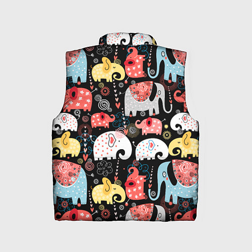 Детский жилет Цветные слонята паттерн / 3D-Красный – фото 2