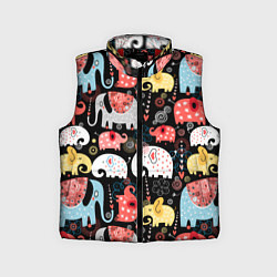 Детский жилет Цветные слонята паттерн, цвет: 3D-красный