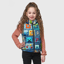 Детский жилет Minecraft на пэчворк дениме, цвет: 3D-светло-серый — фото 2