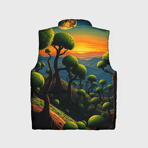 Детский жилет Лес из зеленых инопланетных деревьев в стиле Сальв / 3D-Черный – фото 2
