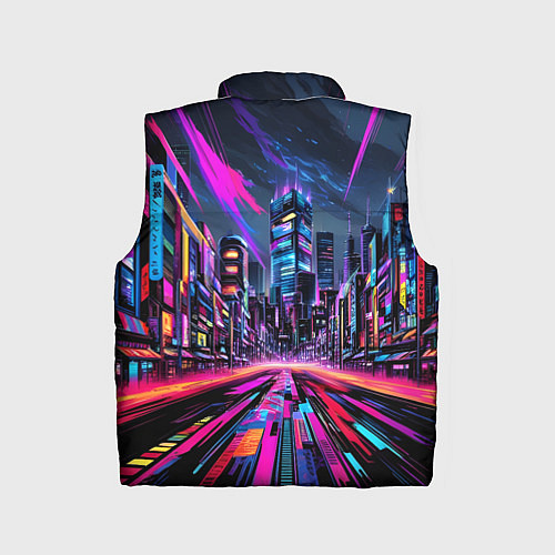 Детский жилет Неоновый мегаполис / 3D-Черный – фото 2
