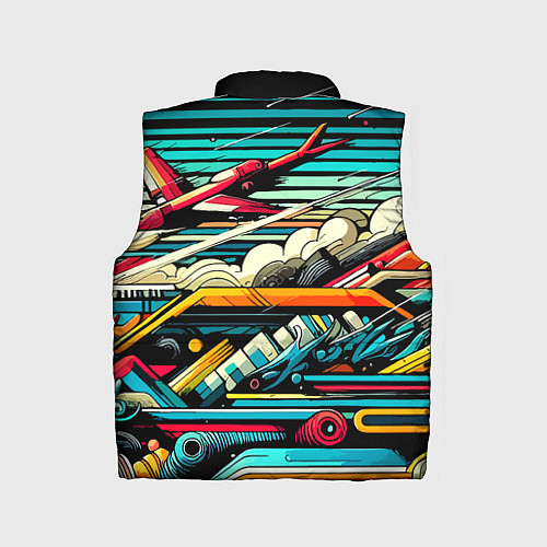 Детский жилет Абстракция с красным самолётом - нейроарт / 3D-Черный – фото 2