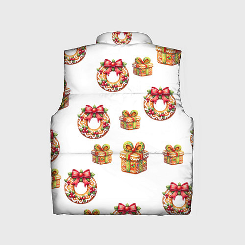Детский жилет Много новогодних пончиков и подарков с бантиком и / 3D-Черный – фото 2