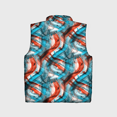 Детский жилет Акварель голубые и красные мазки / 3D-Черный – фото 2