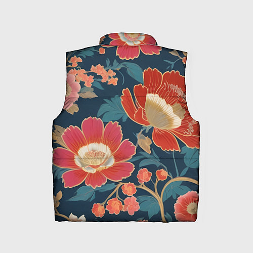 Детский жилет Искусство алые цветы / 3D-Черный – фото 2