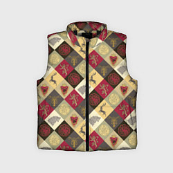 Детский жилет Лого домов Игра престолов паттерн, цвет: 3D-черный
