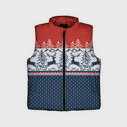 Детский жилет Новогодний вязаный узор, цвет: 3D-красный
