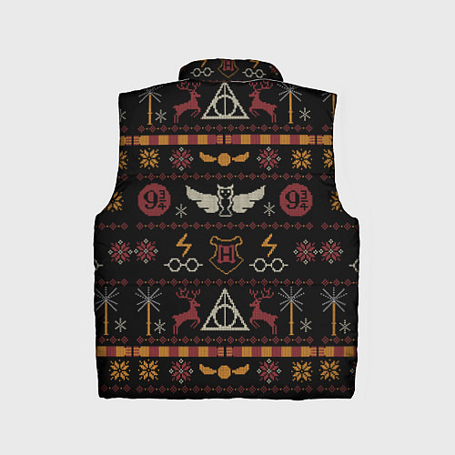 Детский жилет Новогодний паттерн - Гарри Поттер / 3D-Черный – фото 2