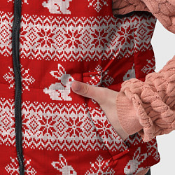 Детский жилет Вязаный зимний узор с зайчатами, цвет: 3D-черный — фото 2