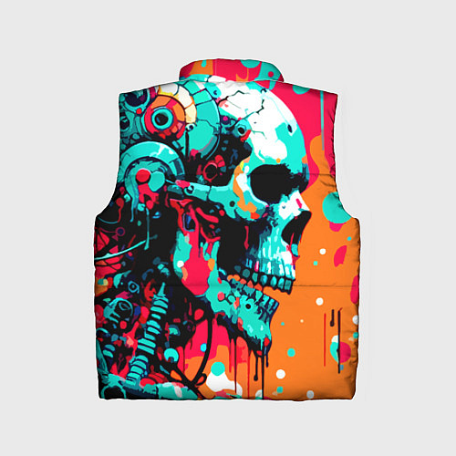 Детский жилет Cyber skull sketch - ai art fantasy / 3D-Черный – фото 2