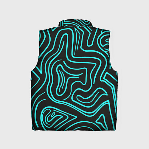 Детский жилет Абстракция из бирюзовых полос / 3D-Черный – фото 2