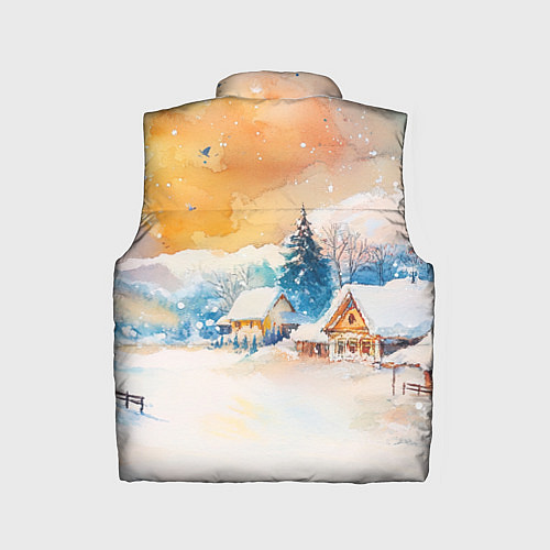 Детский жилет Деревенский новогодний пейзаж / 3D-Черный – фото 2
