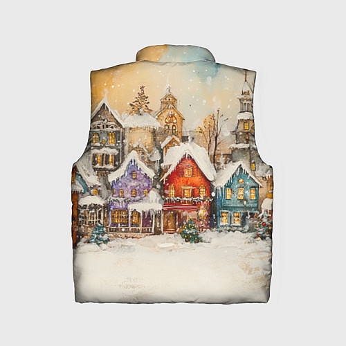 Детский жилет Новогодний городской пейзаж / 3D-Черный – фото 2