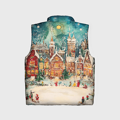 Детский жилет Новогодний снежный город / 3D-Черный – фото 2