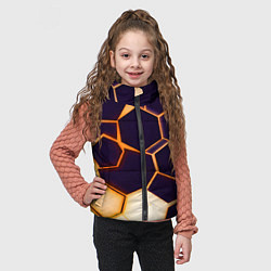 Детский жилет Чёрные шестиугольники на чёрном фоне, цвет: 3D-светло-серый — фото 2