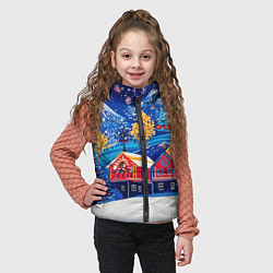 Детский жилет Новогодний городок в горах, цвет: 3D-красный — фото 2