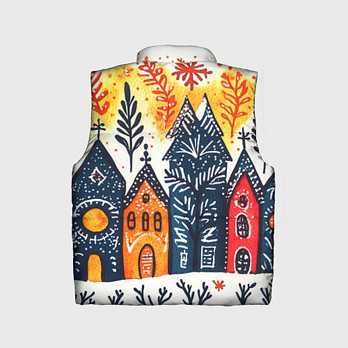 Детский жилет Разноцветные новогодние дома / 3D-Красный – фото 2