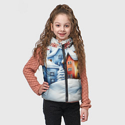 Детский жилет Зимний новогодний городской пейзаж, цвет: 3D-черный — фото 2