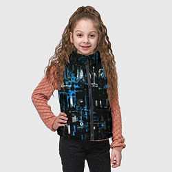 Детский жилет Бело-синяя тревожная абстракция на чёрном фоне, цвет: 3D-черный — фото 2