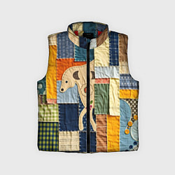 Детский жилет Пэчворк с собакой, цвет: 3D-красный