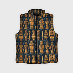 Детский жилет Ладья ферзь пешка и другие шахматные фигуры, цвет: 3D-светло-серый