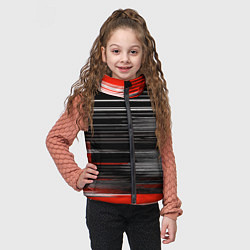 Детский жилет Белые вертикальные полосы на чёрно-красном фоне, цвет: 3D-светло-серый — фото 2
