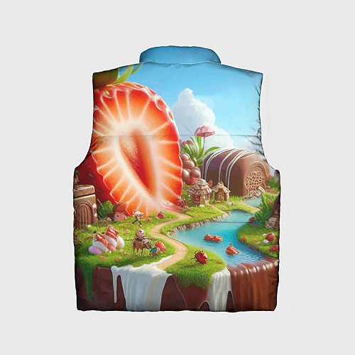 Детский жилет Клубничная планета - нейроарт фантазия / 3D-Красный – фото 2