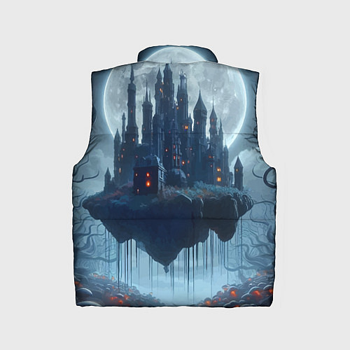 Детский жилет Замок Дракулы и неоновые грибы - нейроарт фантазия / 3D-Черный – фото 2