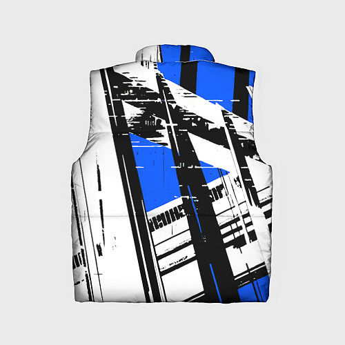 Детский жилет Чёрно-белые абстрактные линии на синем фоне / 3D-Черный – фото 2