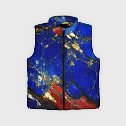 Детский жилет Золотой и красный минерал в синем камне, цвет: 3D-светло-серый